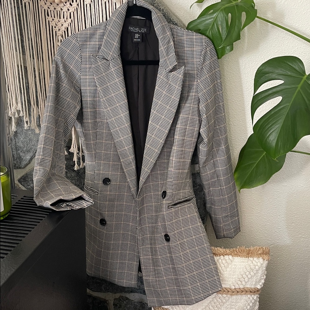 Women’s Fitted Gray Plaid Blazer